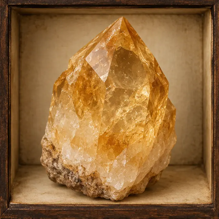 Citrine specimen in a Victorian apothecary setting