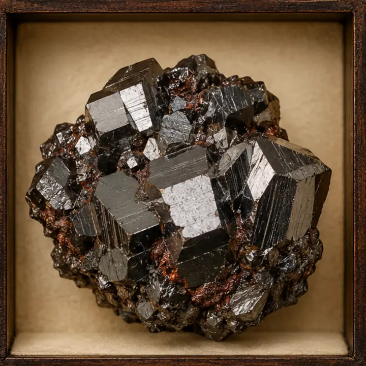 Hematite specimen in a Victorian apothecary setting