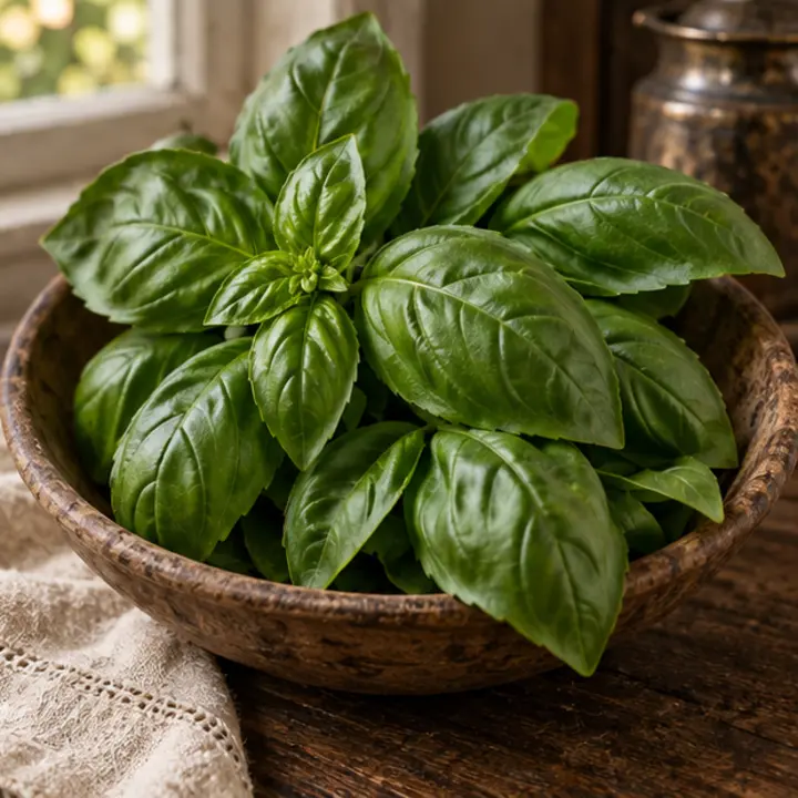 Basil specimen in a Victorian apothecary setting