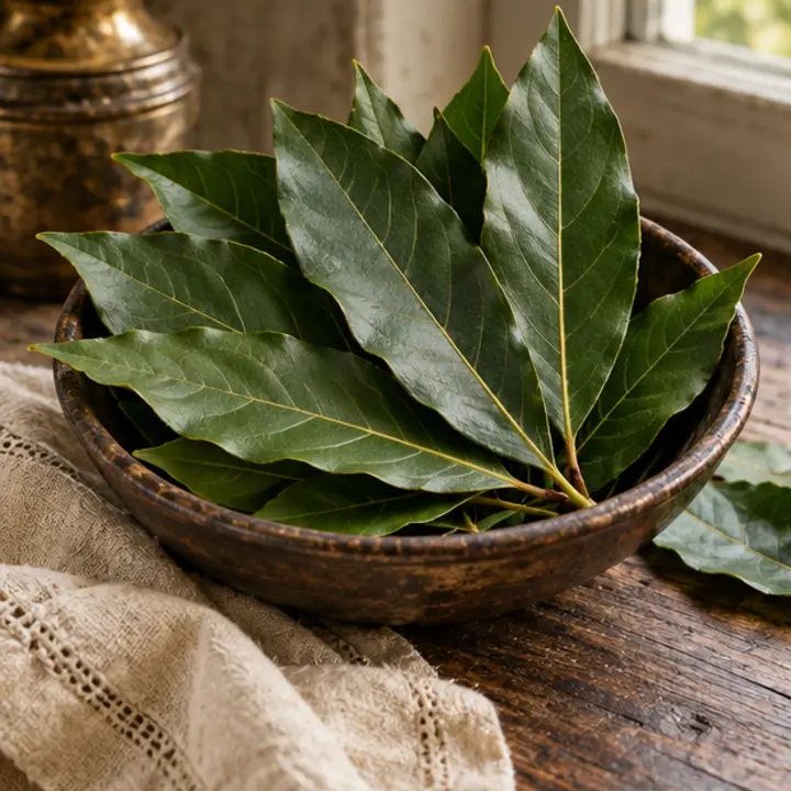 Bay Laurel specimen in a Victorian apothecary setting