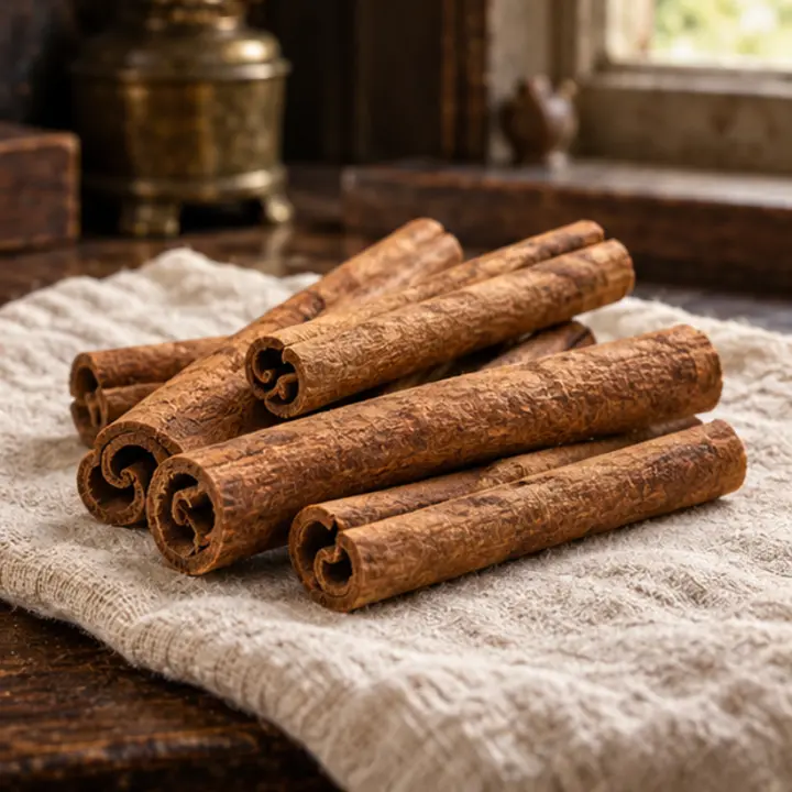 Cinnamon specimen in a Victorian apothecary setting