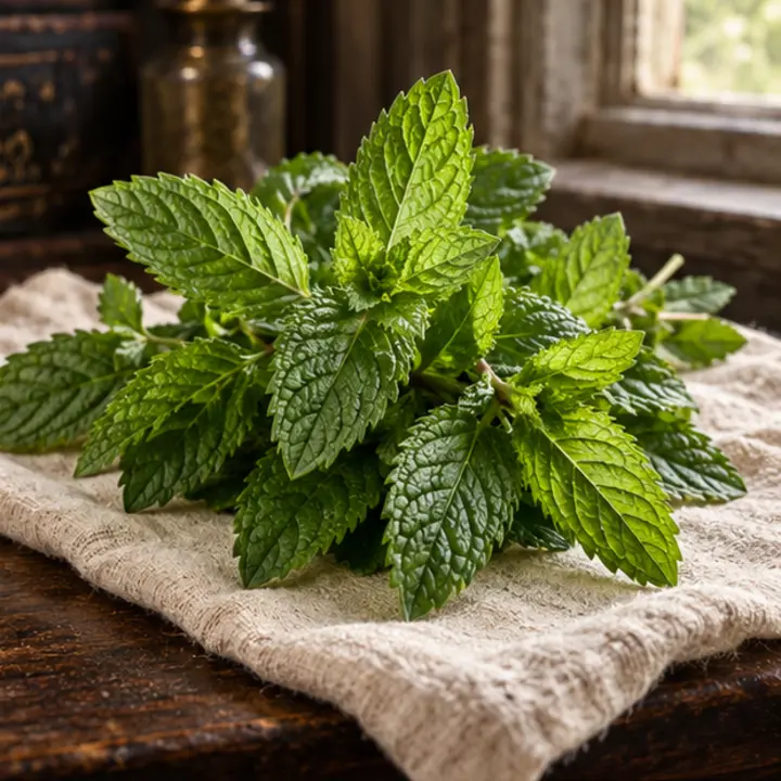 Mint specimen in a Victorian apothecary setting
