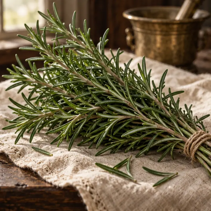 Rosemary specimen in a Victorian apothecary setting