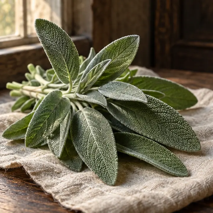 Sage specimen in a Victorian apothecary setting