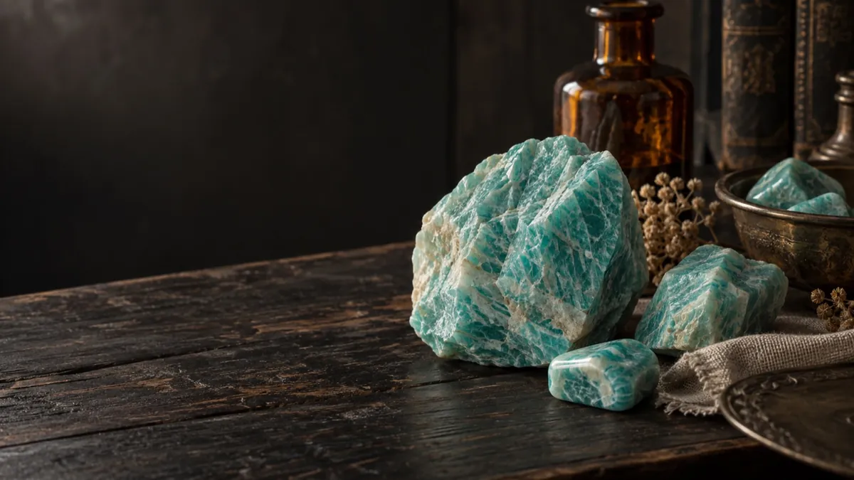 Amazonite crystal — photograph of the stone