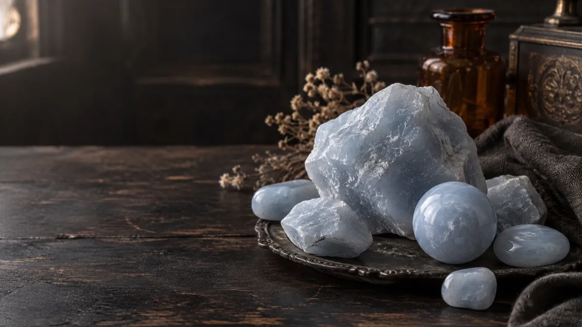 Angelite crystal — photograph of the stone