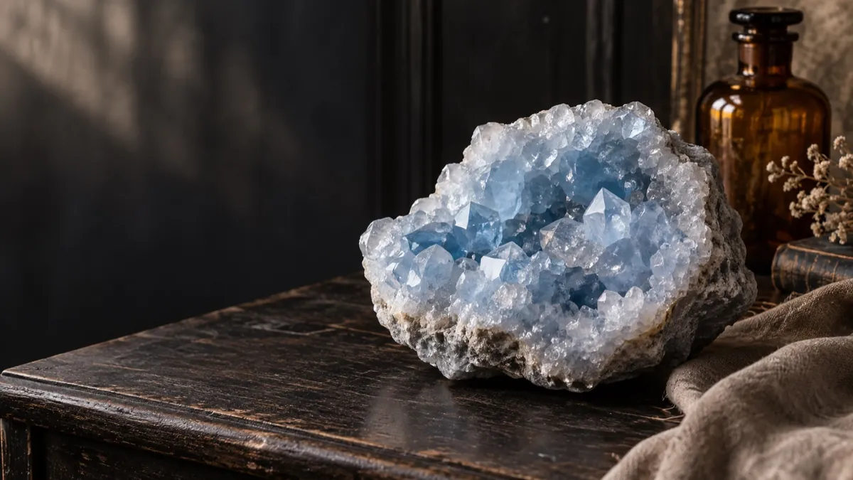 Celestite crystal — photograph of the stone