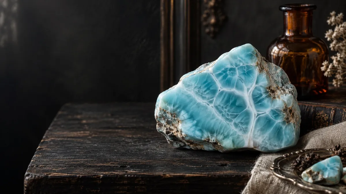 Larimar crystal — photograph of the stone
