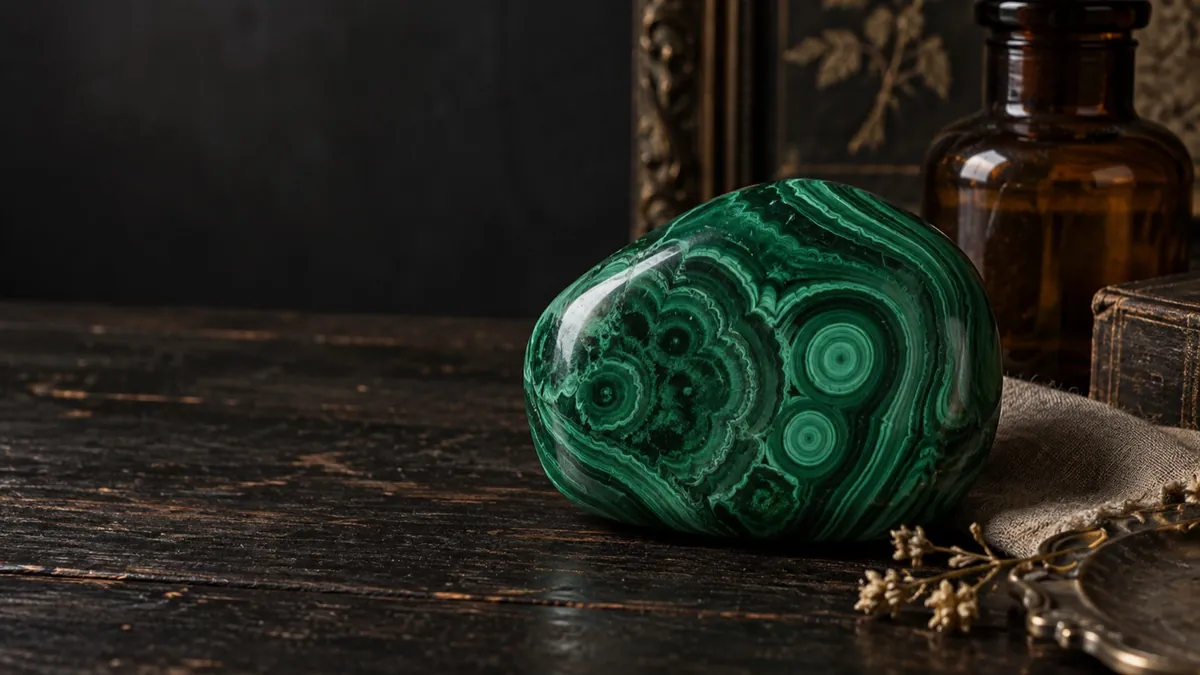 Malachite crystal — photograph of the stone