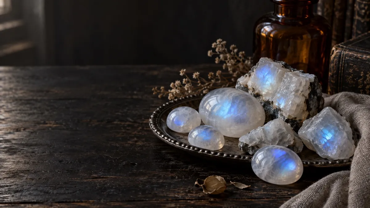 Moonstone crystal — photograph of the stone