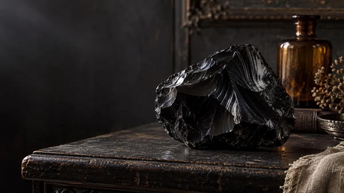 Obsidian crystal — photograph of the stone