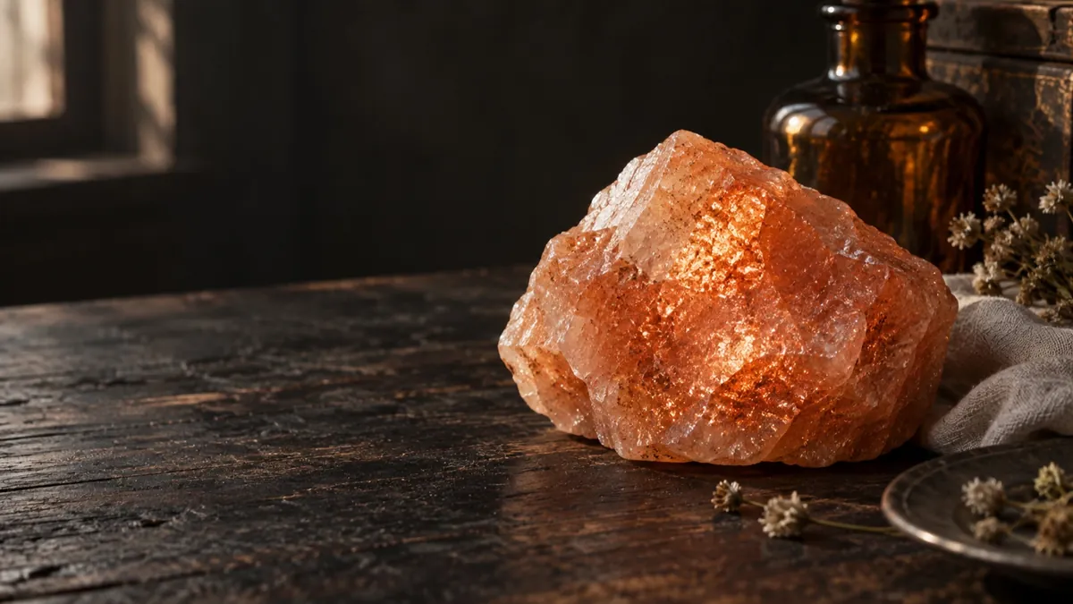 Sunstone crystal — photograph of the stone