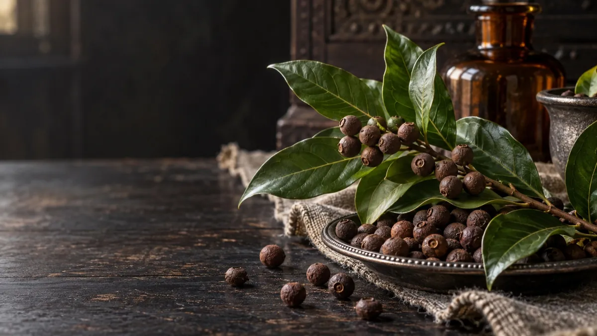Allspice (Pimenta dioica) — photograph of the herb