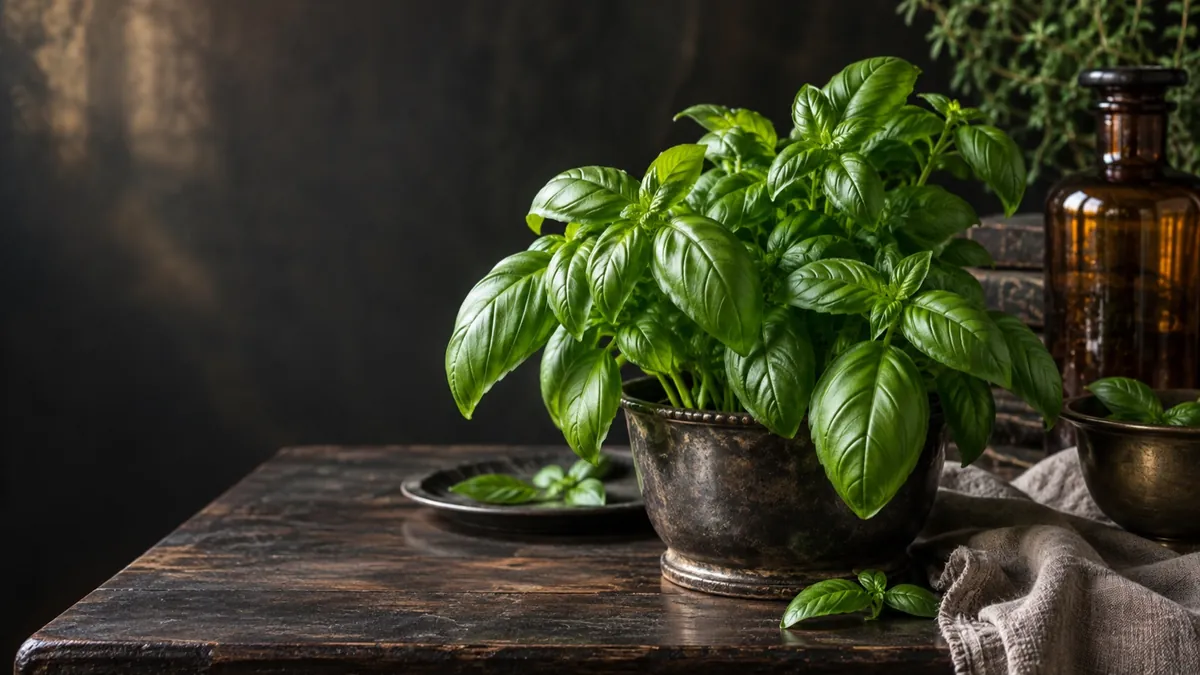 Basil (Ocimum basilicum) — photograph of the herb
