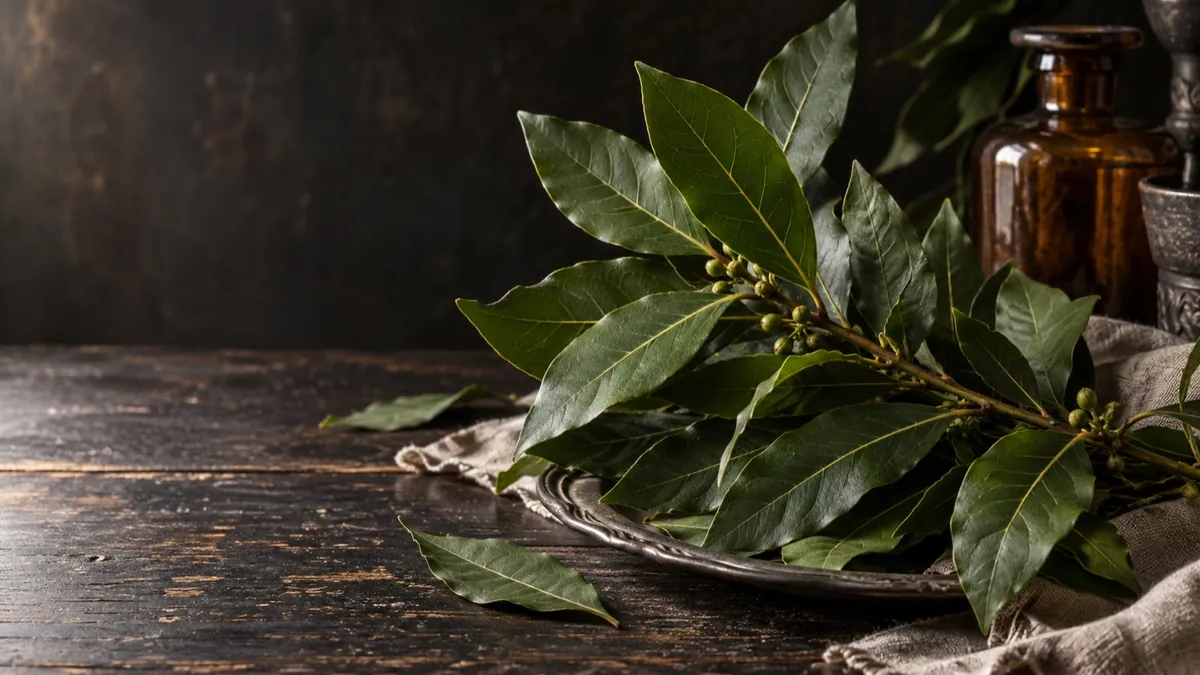 Bay Laurel (Laurus nobilis) — photograph of the herb