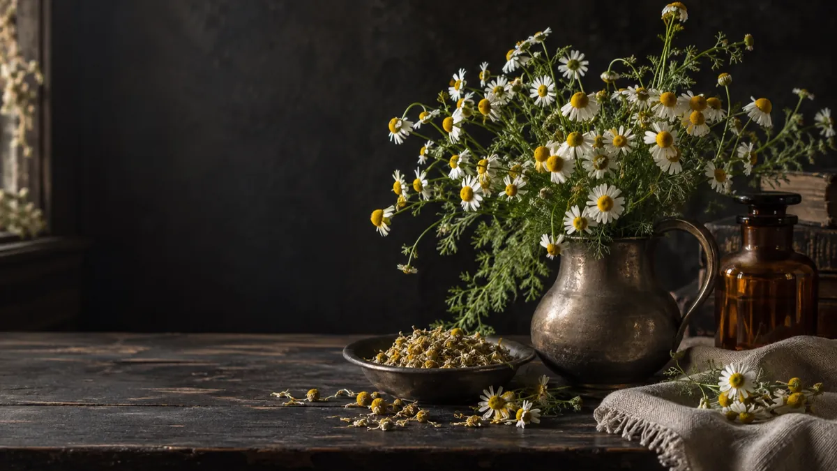 Chamomile (Matricaria chamomilla) — photograph of the herb