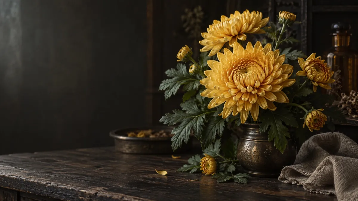 Chrysanthemum (Chrysanthemum morifolium) — photograph of the herb
