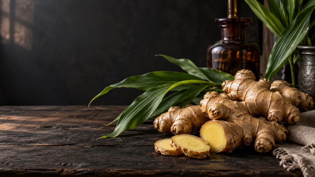 Ginger (Zingiber officinale) — photograph of the herb