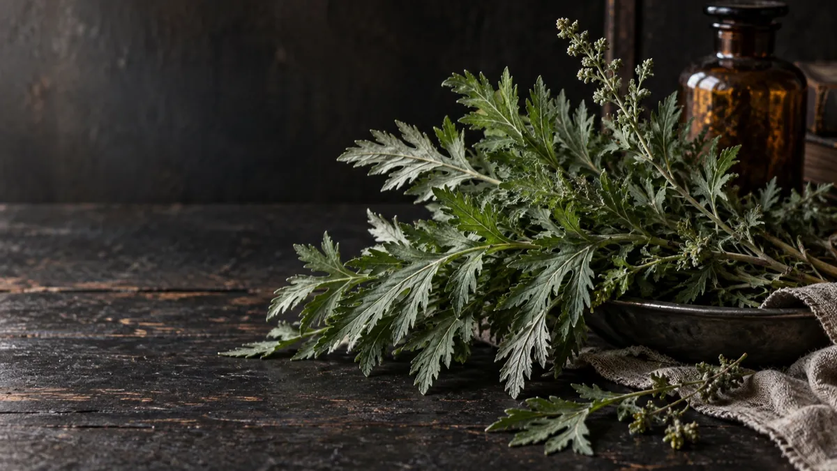 Mugwort (Artemisia vulgaris) — photograph of the herb