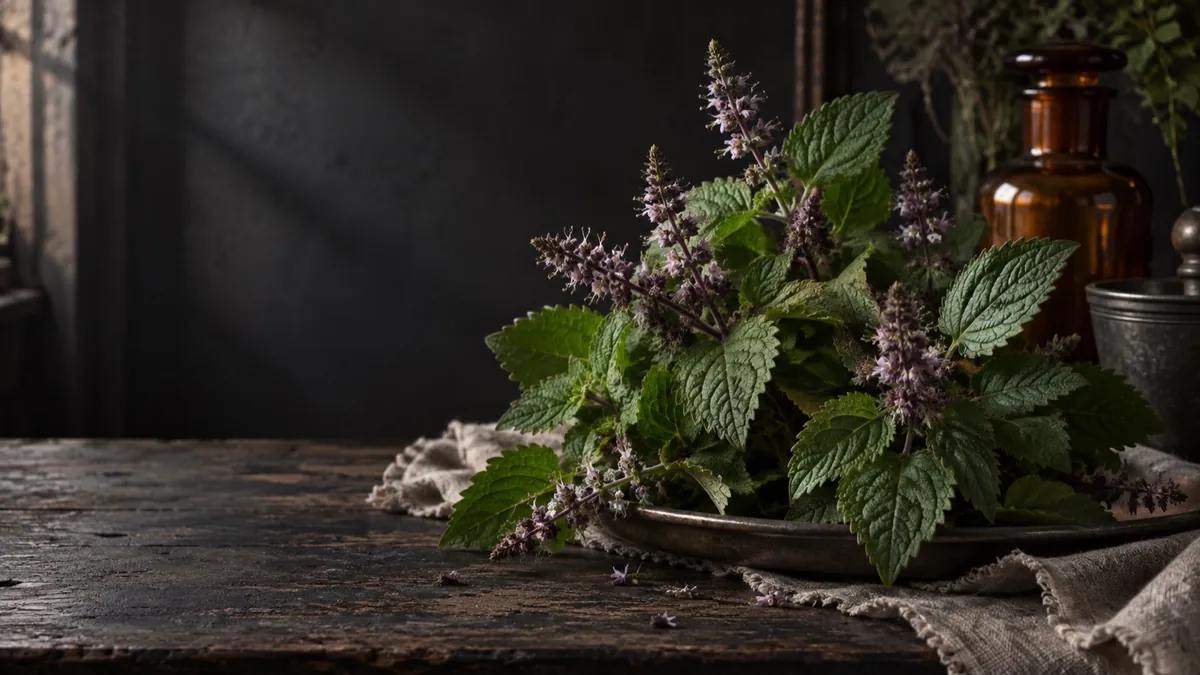 Patchouli (Pogostemon cablin) — photograph of the herb