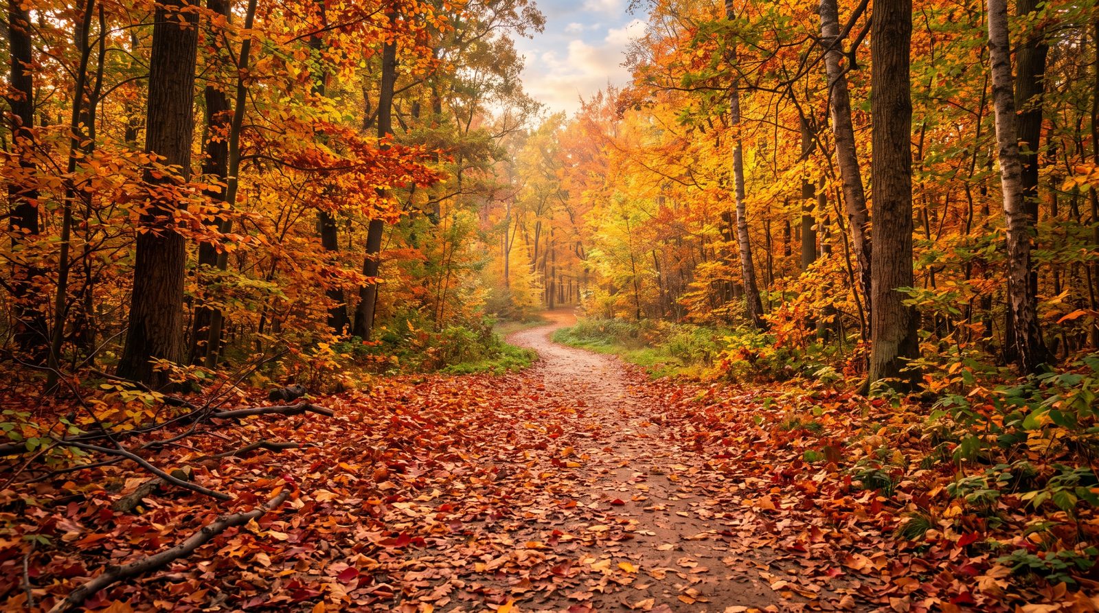 Autumn forest path