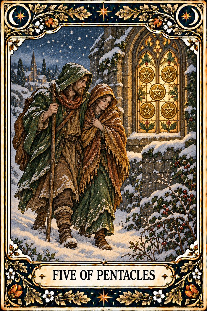 Five of Pentacles tarot card