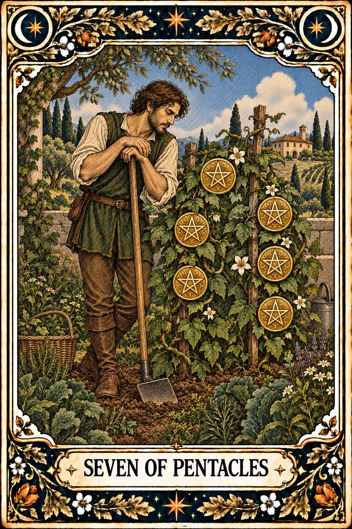 Seven of Pentacles tarot card